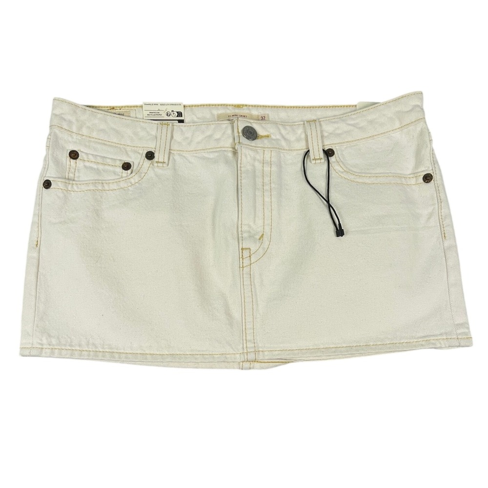Levi's Skirt Women 32 Off White XS Mini Skirt Denim Low Rise NWT